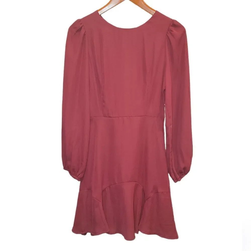 NWT Altar'd State Garnet Burgundy Maroon Longsleeve Flounce Mini Dress S